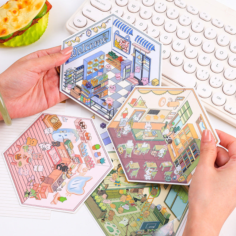 3D Shop Room Scene Stickers Kit KTJS