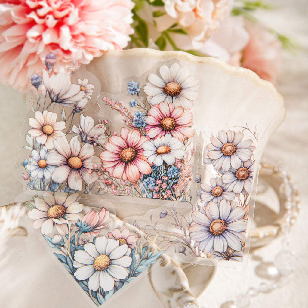 20 Pcs Flower Corner PET Stickers HDBJ