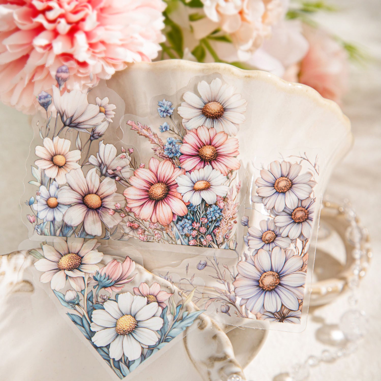 20 Pcs Flower Corner PET Stickers HDBJ