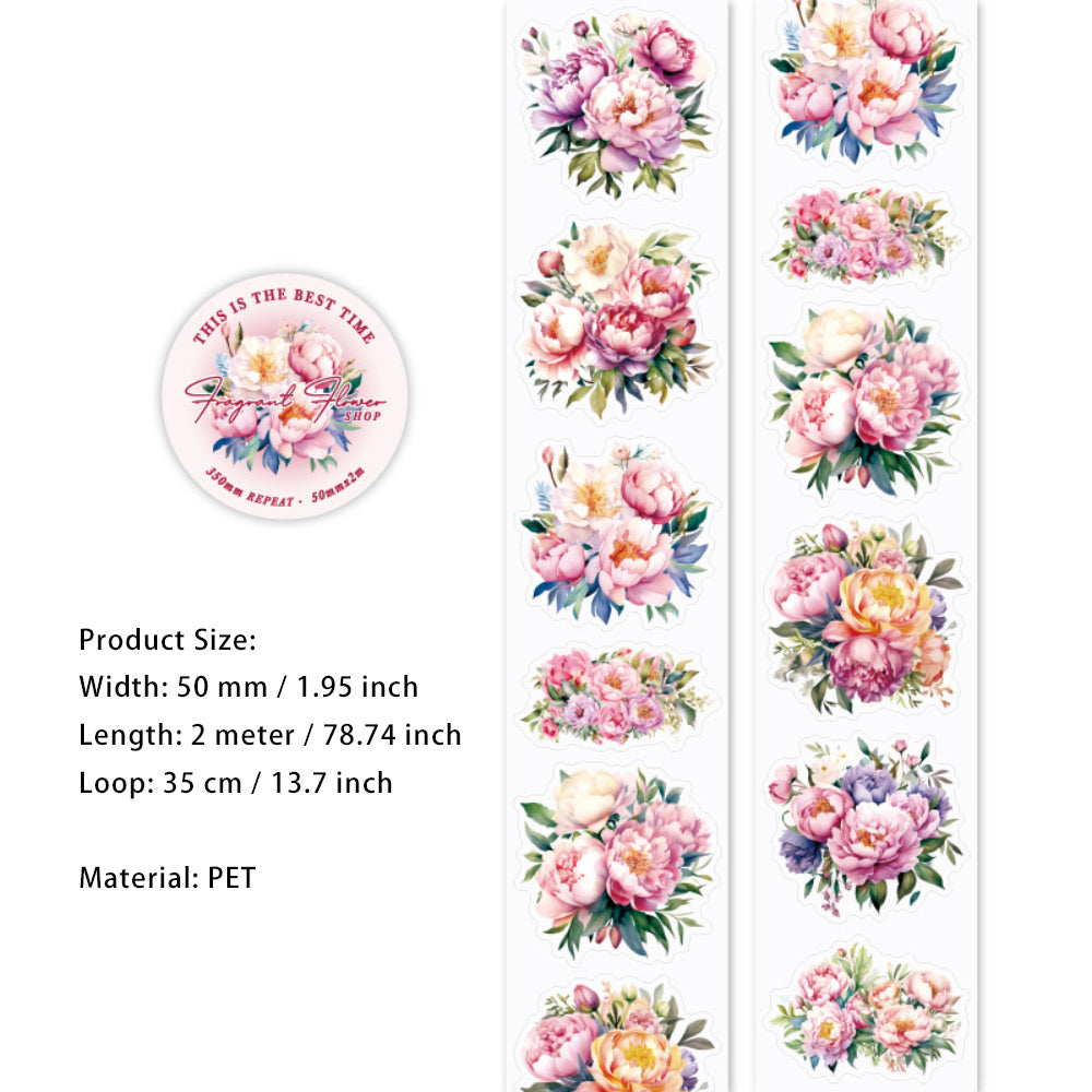 1 Roll Die-cut PET Flower Stickers Tape FFHP