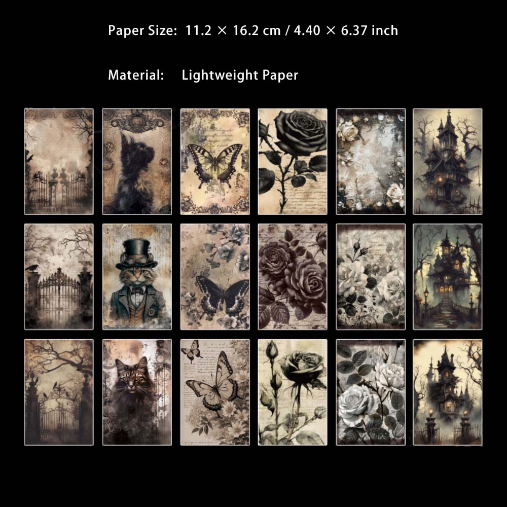 36 Sheets Vintage Gothic Scrapbook Paper LHQY