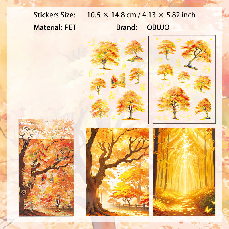 4 Sheets Seasonal Tree PET Stickers SYLJ