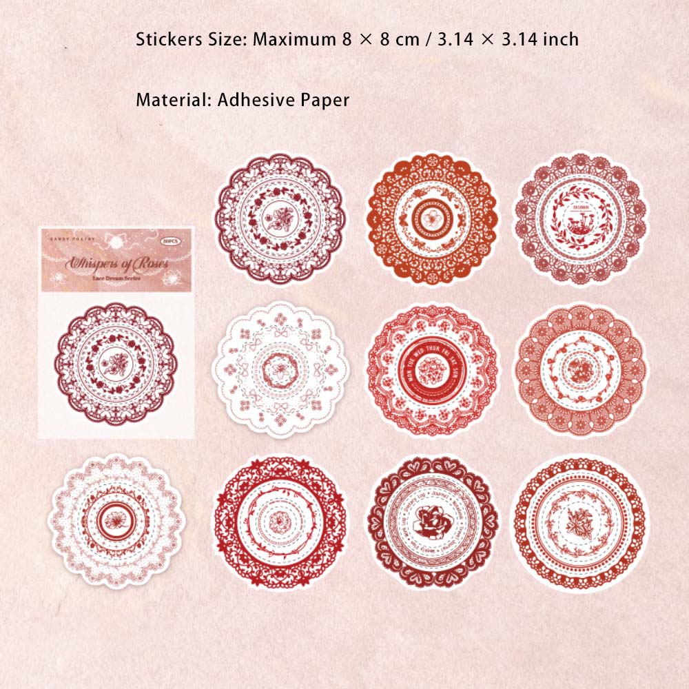 20 Pcs Lace Round Frame Stickers LSMJ