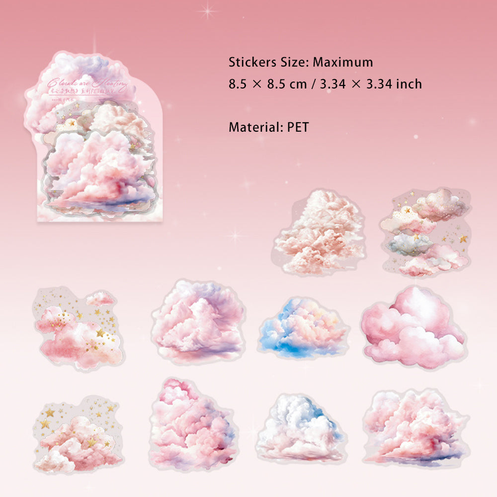 10 Pcs PET Cloud Stickers YDPR