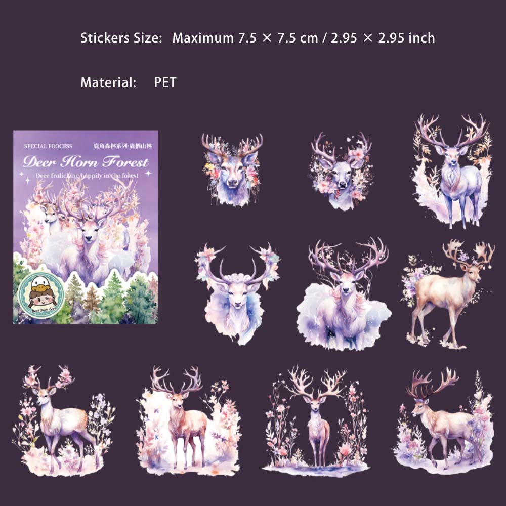 10 Pcs Deer Theme PET Stickers LJSL