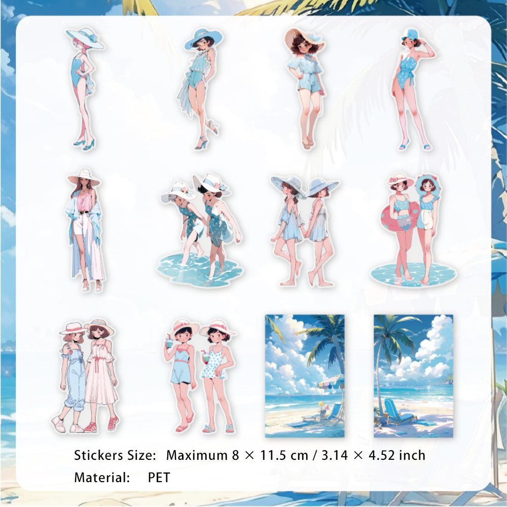 10 Pcs Bikini Gitl PET Stickers XRNS