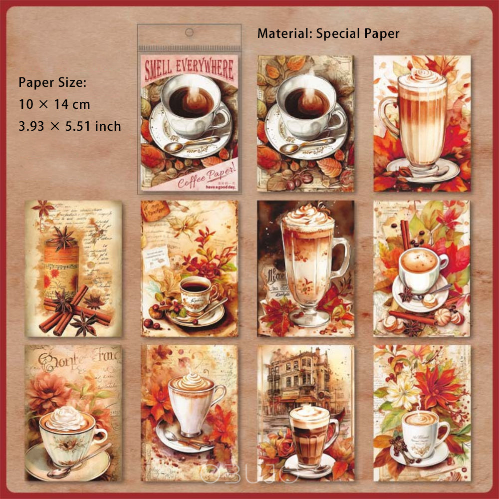 30 Sheets Coffee Themed Scrapbook Paper XQSY