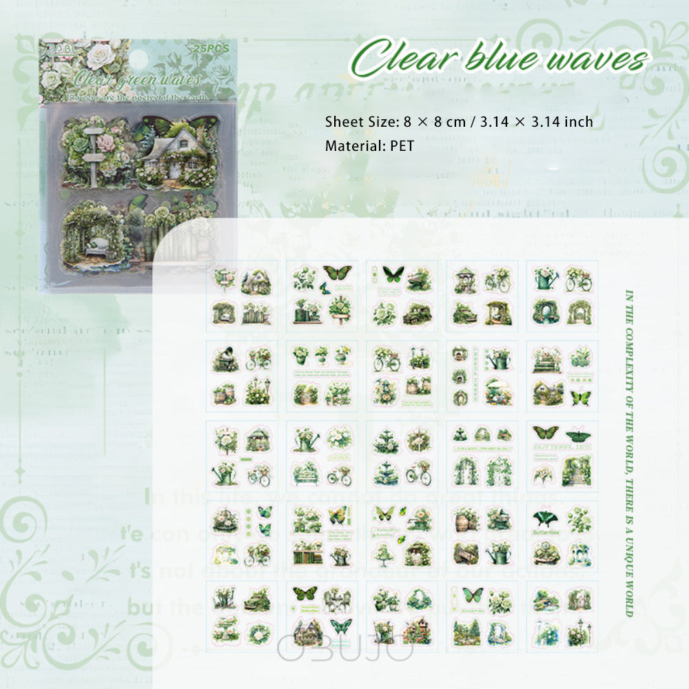 25 Pcs Flower Garden PET Stickers XXHJ