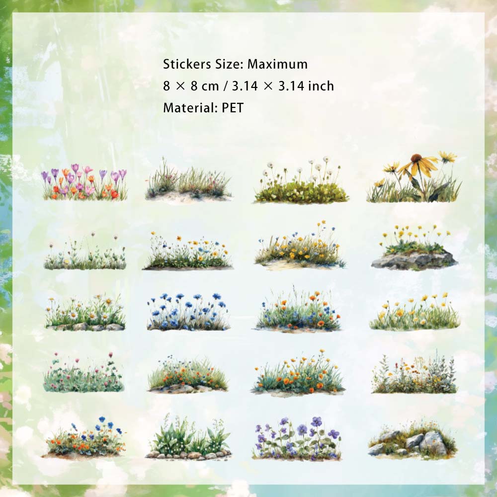 20 Pcs Wild Grass PET Stickers LYFZ