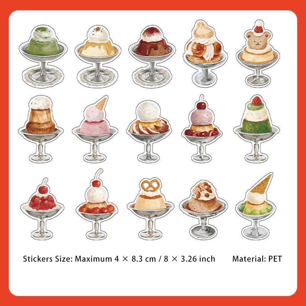 15 Pcs Dessert PET Stickers ZHCD