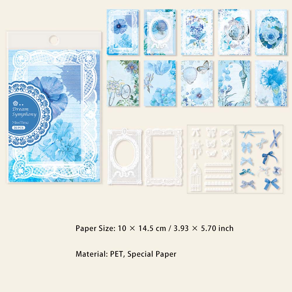 26 Pcs Scrapbook Paper and Stickers Kit LSTHJ