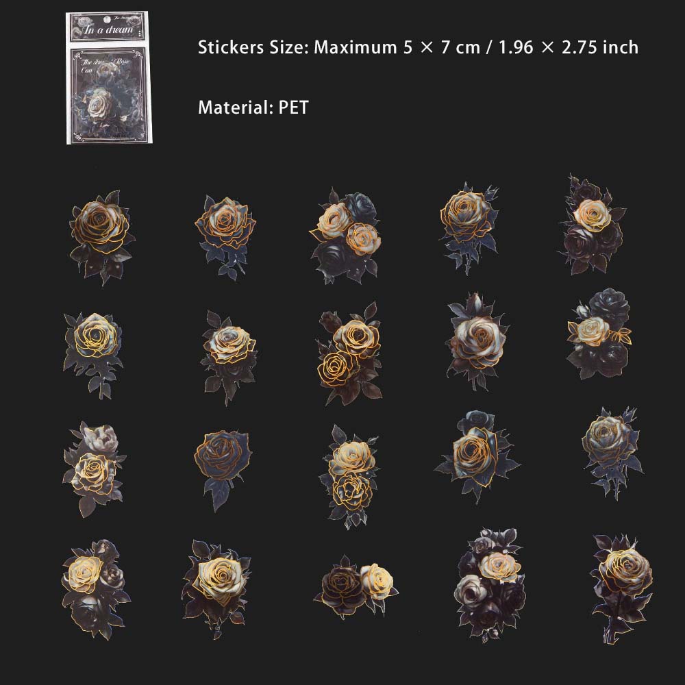 20 Pcs Dark Rose Stickers YHMG