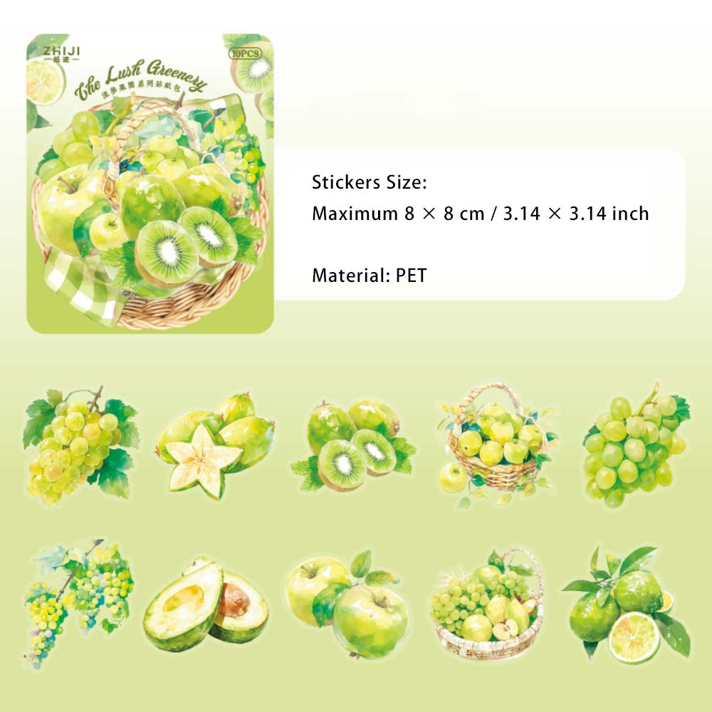 10 Pcs PET Fruit Stickers LMGY