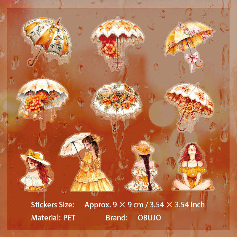 10 Pcs Umbrella Girl PET Stickers QSYJ
