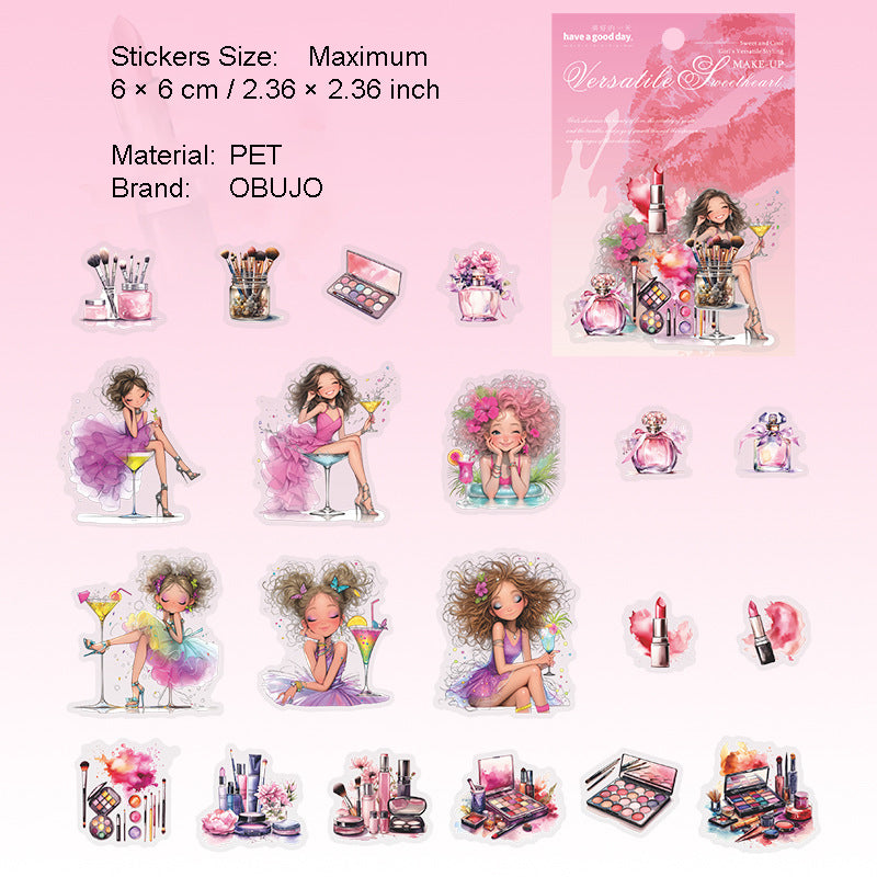 20 Pcs Sweet Girl PET Stickers BBTX