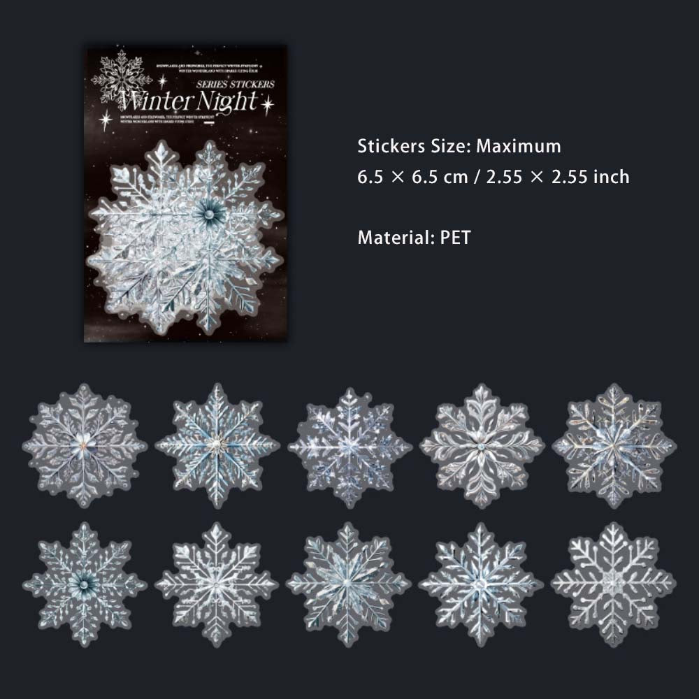 10 Pcs Firework Snowflake PET Stickers DRDY