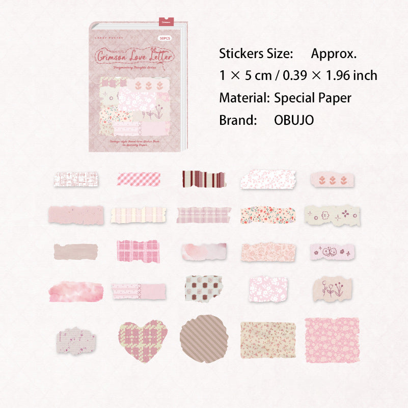50 Pcs Fabric Theme Stickers LSBY