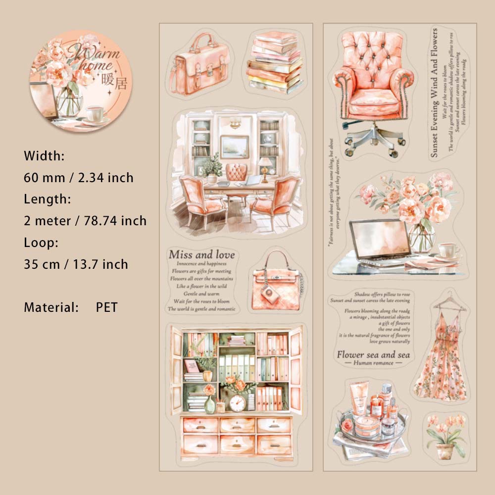 1 Roll Home Decoration Theme Pre-cut Stickers Tape NJXL