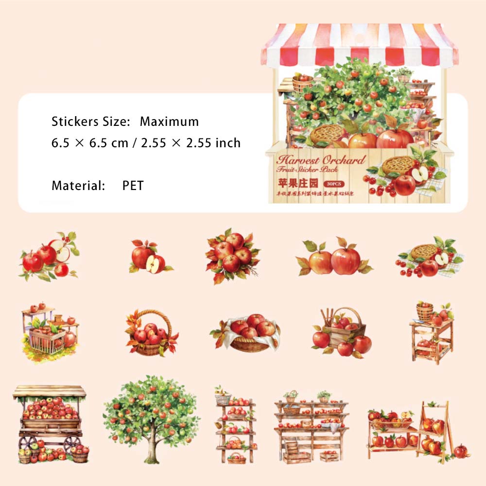 30 Pcs Fruit Shop PET Stickers FSGY