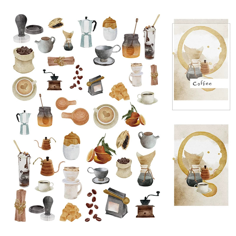 40PCS vintage coffee vellum scrapbook stickers