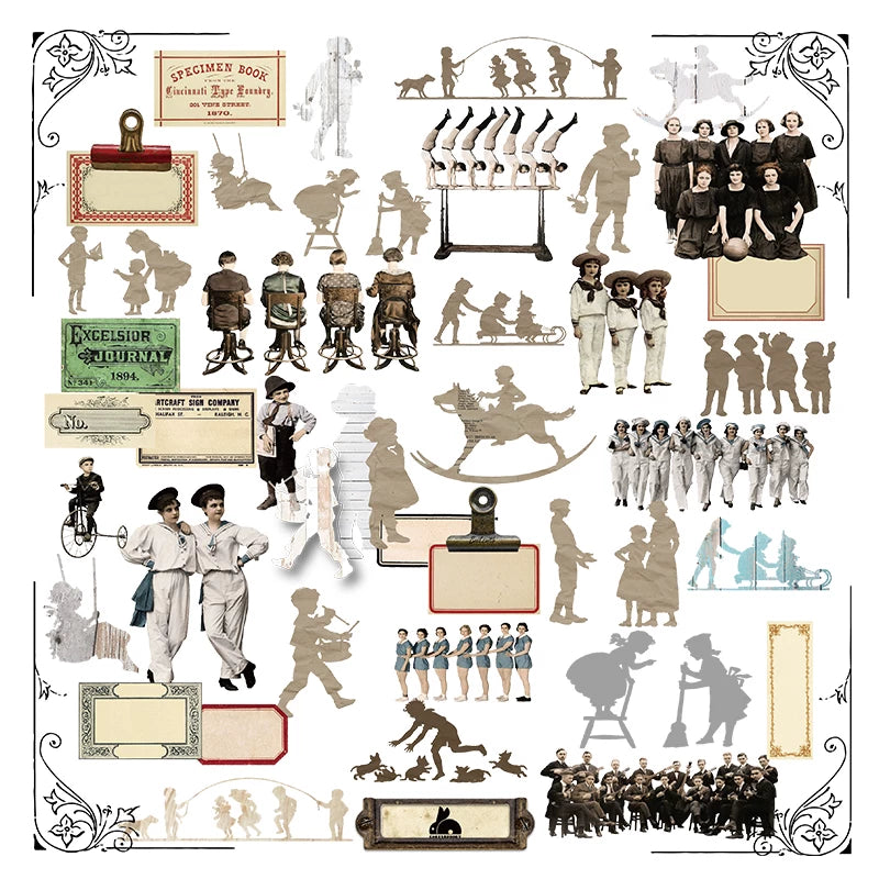 40PCS vintage group life vellum scrapbook stickers