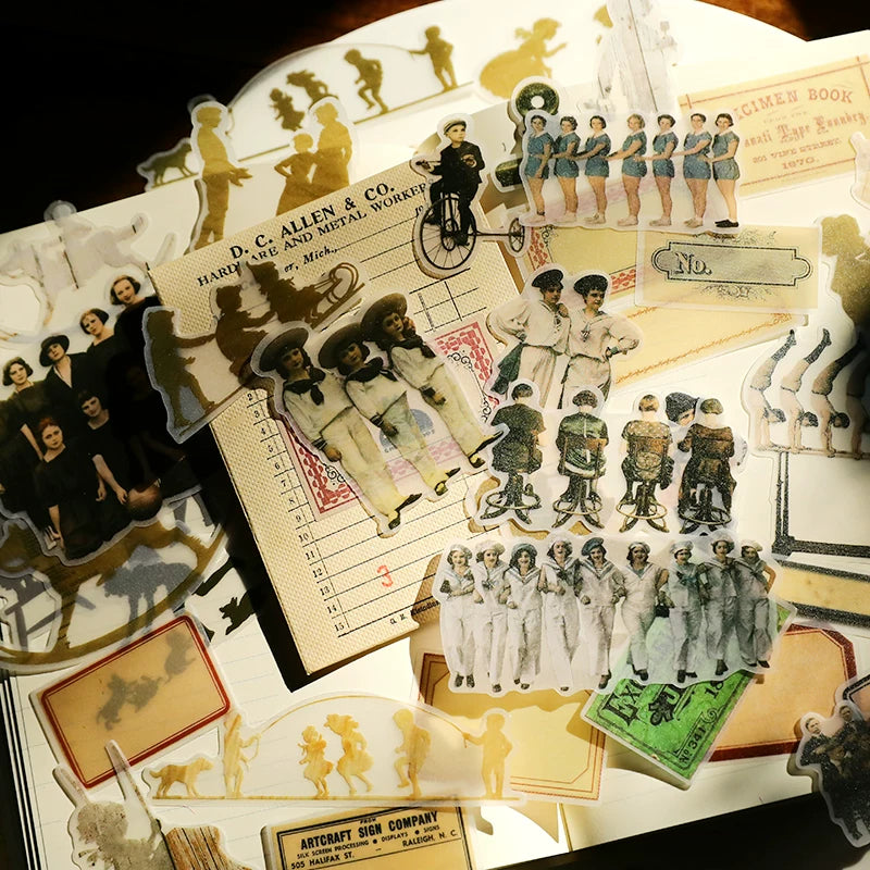 Vintage community sports and school journaling stickers