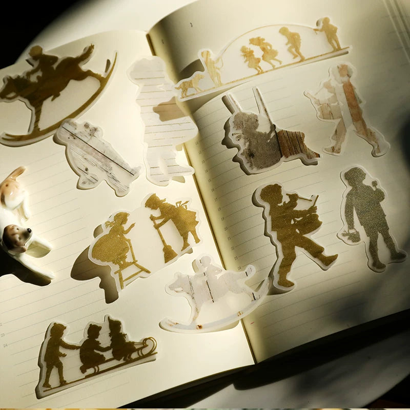 Retro people silhouettes self adhesive vellum stickers