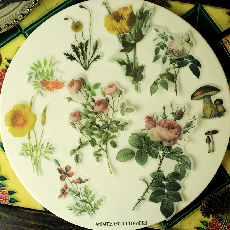 Botanical floral journaling self adhesive vellum stickers