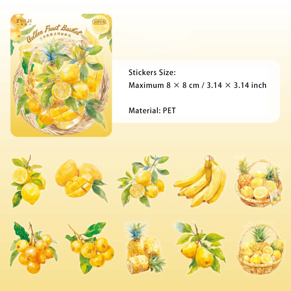 10 Pcs PET Fruit Stickers LMGY