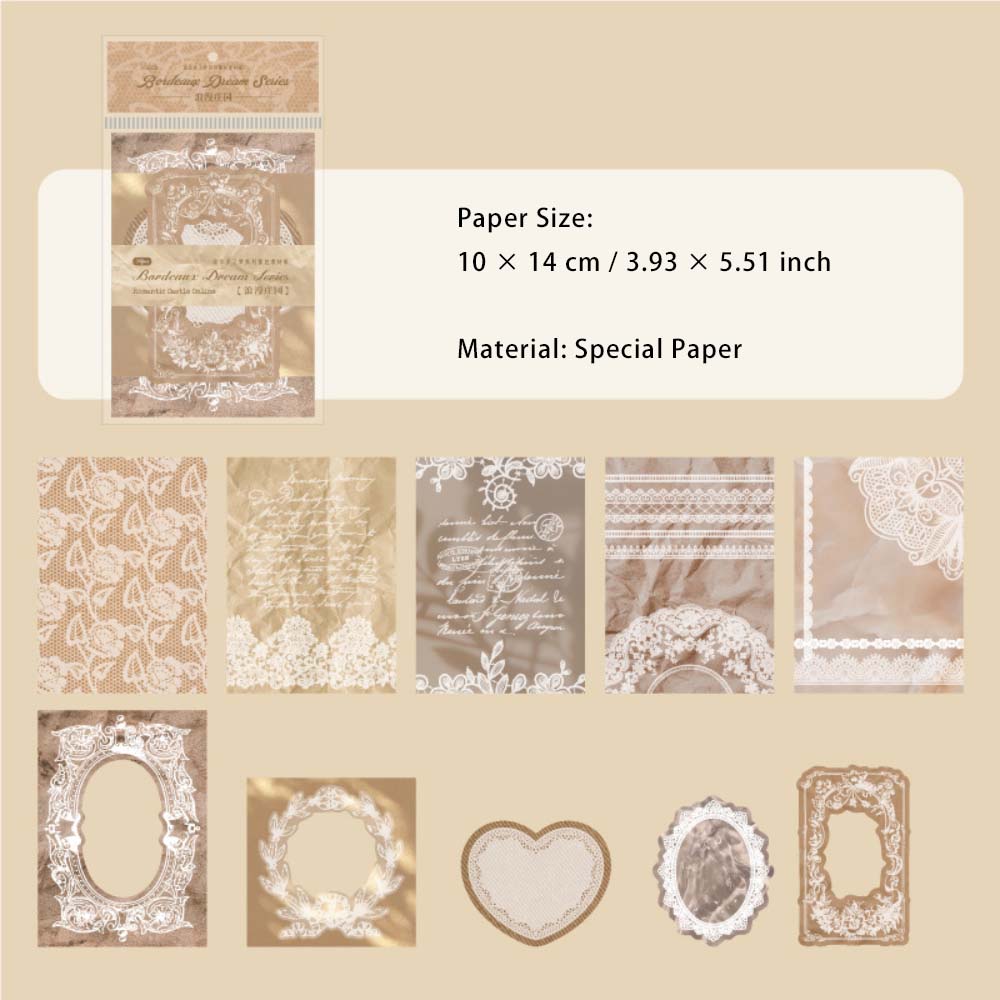 30 Sheets Lace Theme Scrapbook Paper BEDZM