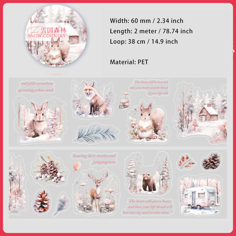 1 Roll Diecut Snow Forest Stickers Tape XGSL