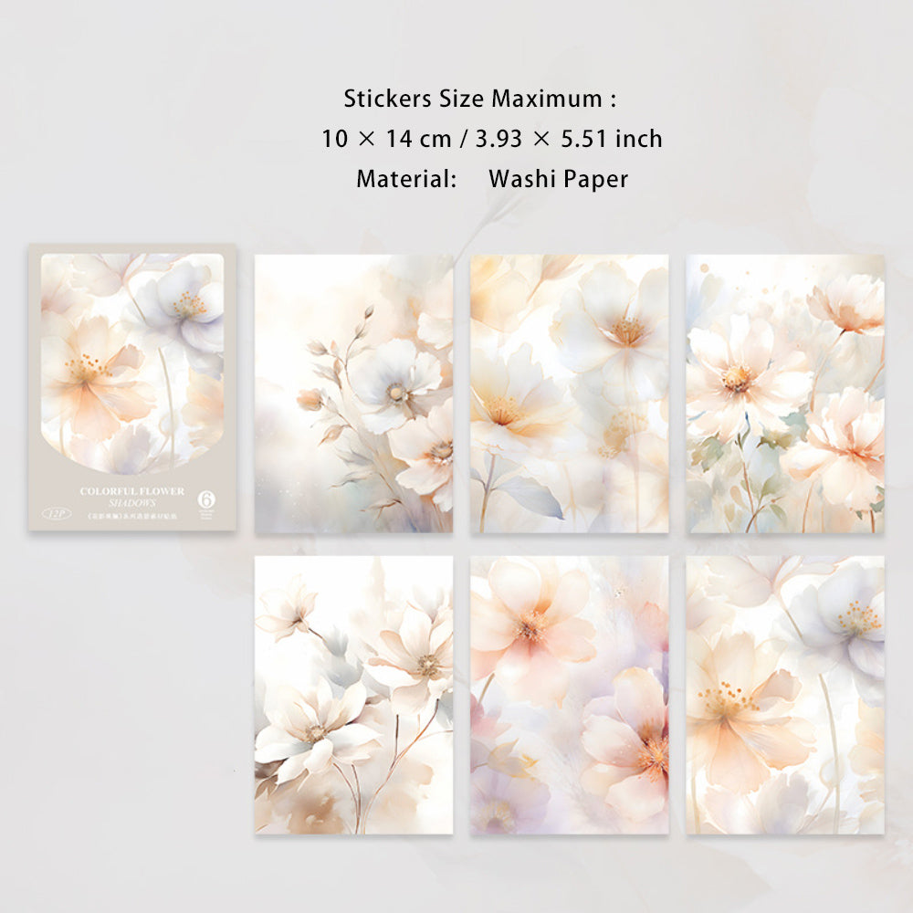 12 Sheets Flower Washi Stickers HYBL