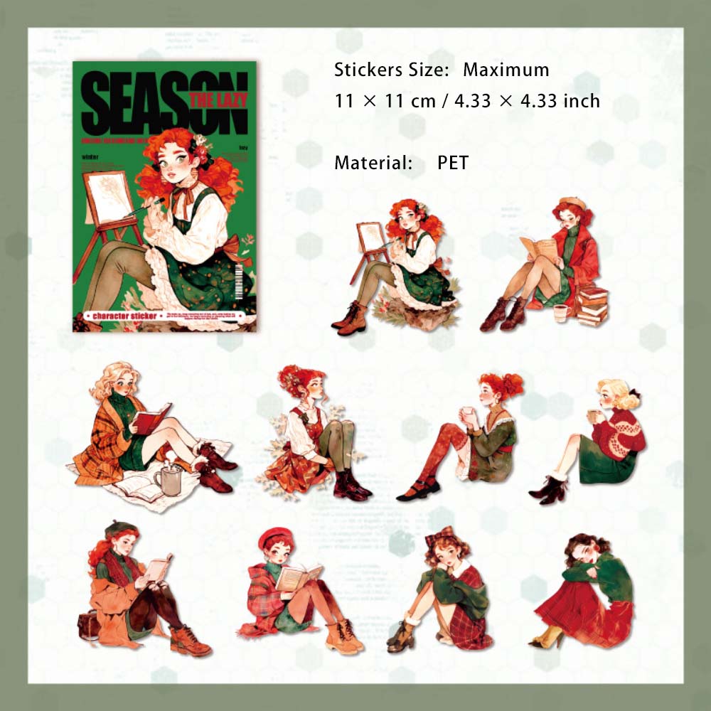 20 Pcs Seasonal Girl PET Stickers YLDJJ