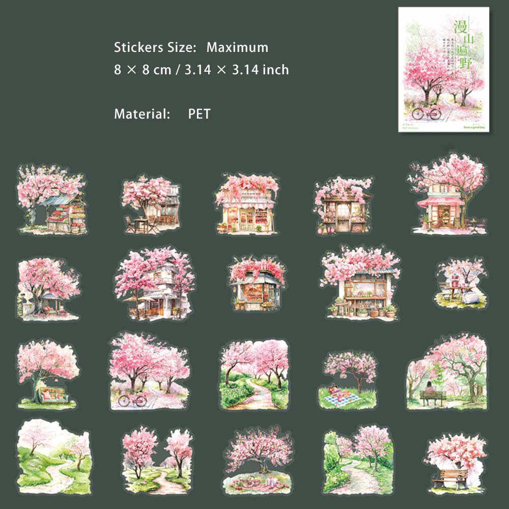 20 Pcs Cheery Blossom PET Stickers MSBY