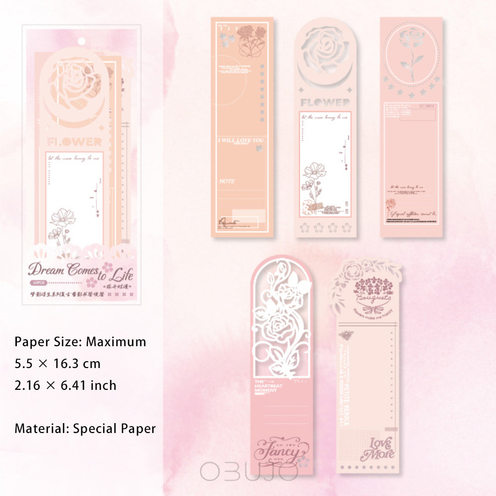 10 Pcs Cutout Bookmark Style Notepad Paper MYFS