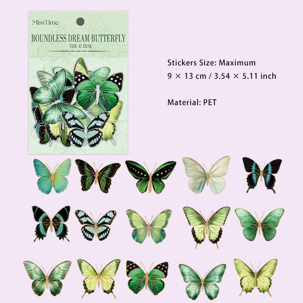 30 Pcs Large Size PET Butterfly Stickers WJMD