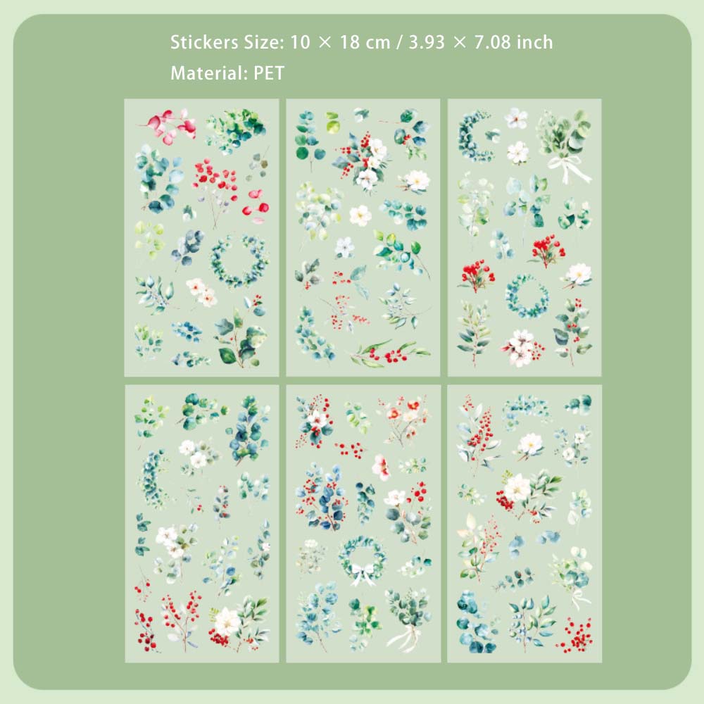 6 Sheets Flower Botanical PET Stickers YSHS