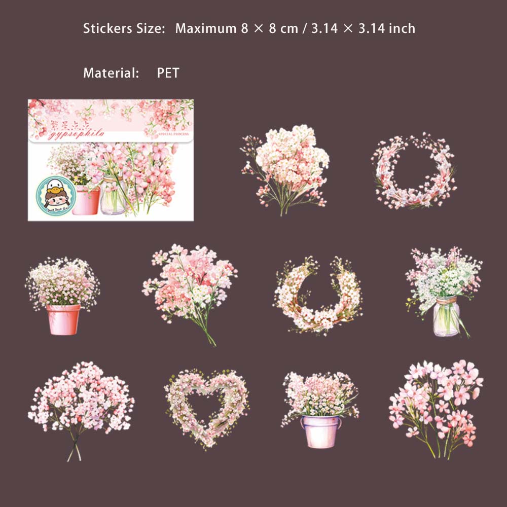 10 Pcs Weeding Bouquet PET Stickers FXDD