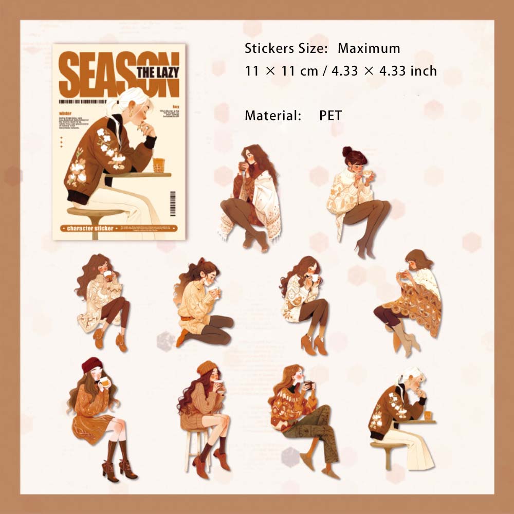 20 Pcs Seasonal Girl PET Stickers YLDJJ