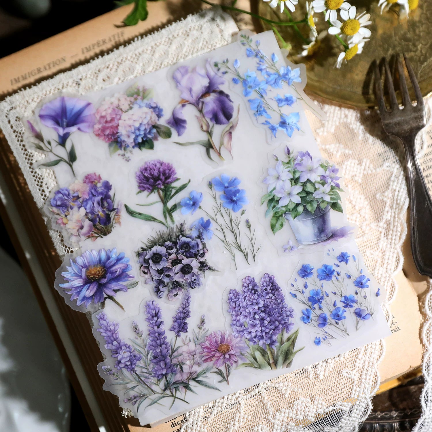Rose iris peony and wildflower peel and stick stickers