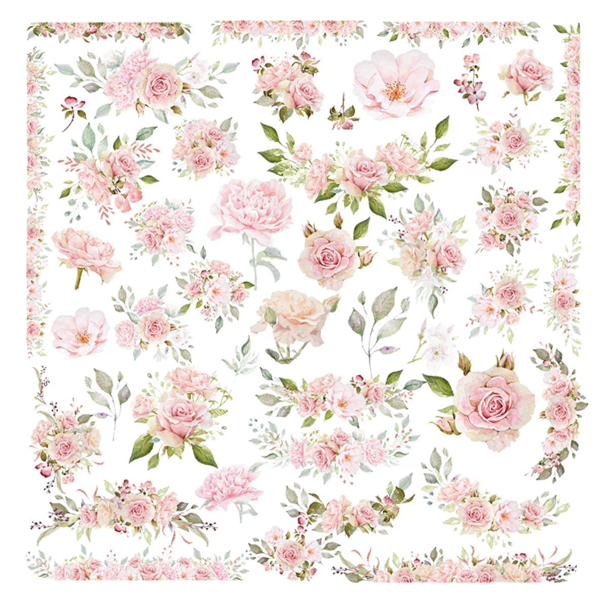 45PCS pink rose vellum scrapbook stickers