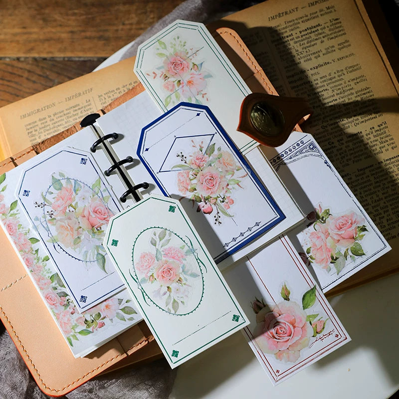 Romantic floral self adhesive vellum stickers