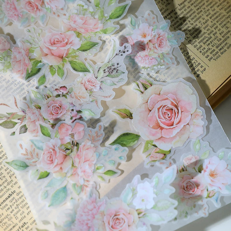 Pastel pink flower peel and stick assortment
