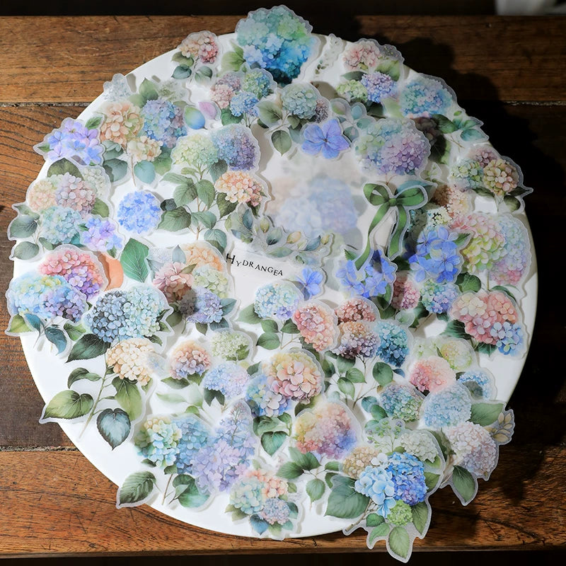 45PCS watercolor hydrangea vellum scrapbook stickers