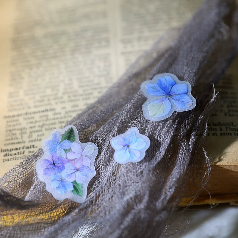 Pastel blue pink and purple hydrangea journaling stickers
