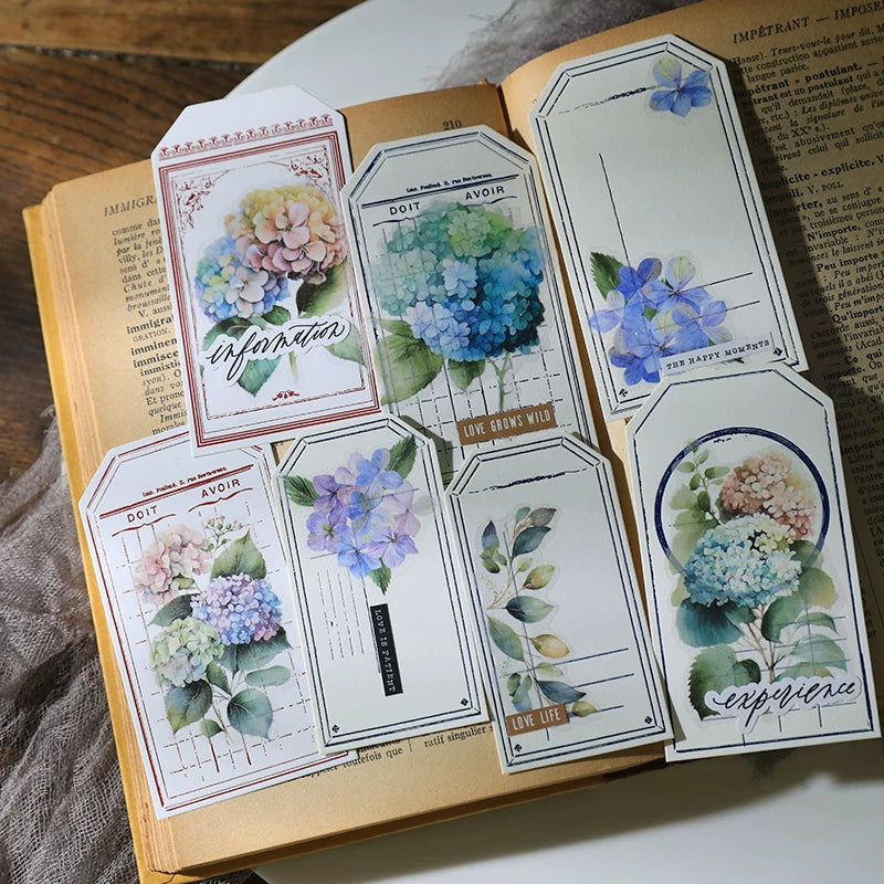 Hydrangea flower and leaf self adhesive decorative stickers