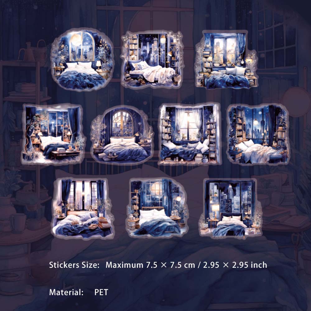 10 Pcs Window Bedroom PET Stickers CNWN