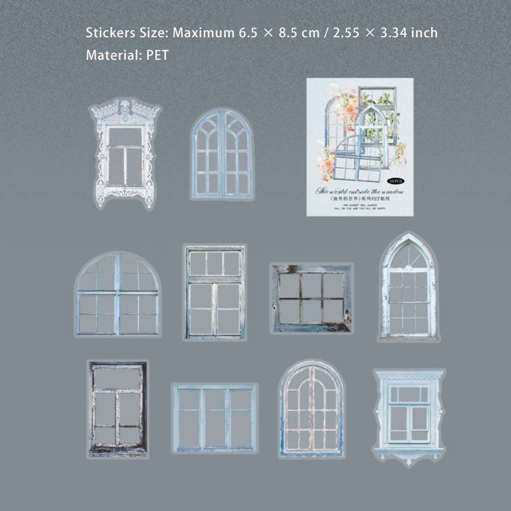 15 Pcs Windows PET Stickers CWDSJ