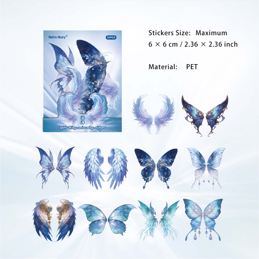 20 Pcs PET Wing Stickers LCXL