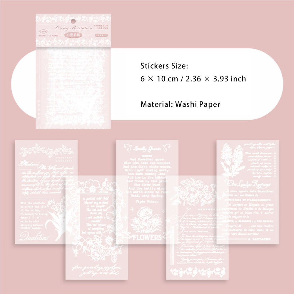 10 Pcs Vintage Poem Theme Washi Stickers YYSP